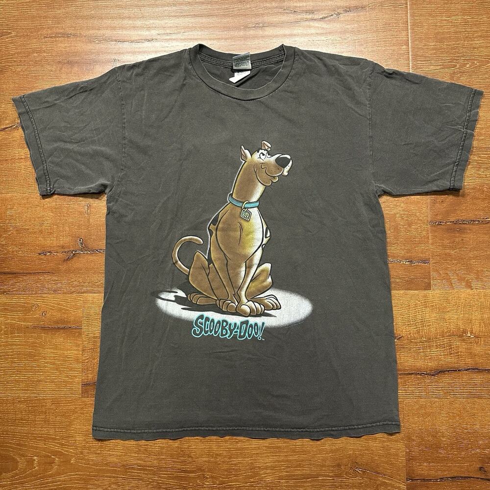 Vintage Scooby Doo T Shirt Mens L Black Short Sleeve 90s VTG Cartoon Classic